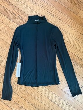 Stateside Black Slim Long-Sleeve Mock Neck Top